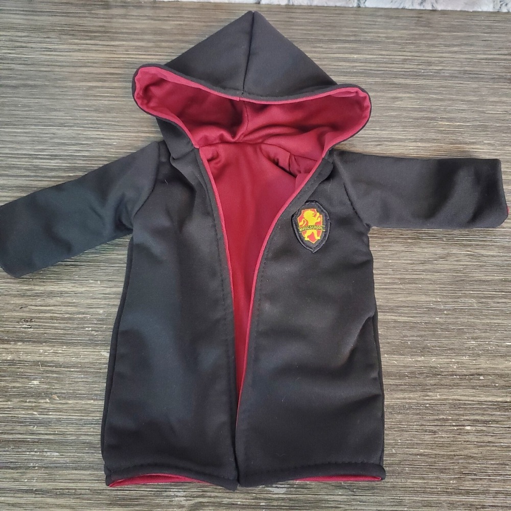 Wizard Hooded Magic School Black Robe Fits 18" Fashion Doll Costume Outfit